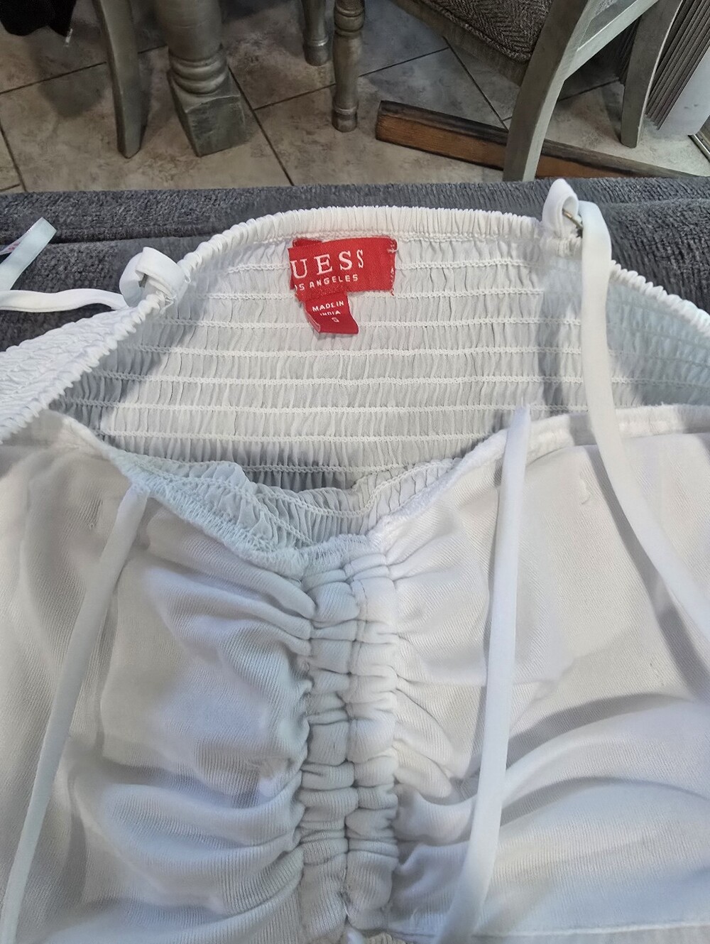 Guess White Ruched Bustier Crop Top - Picture 4 of 5